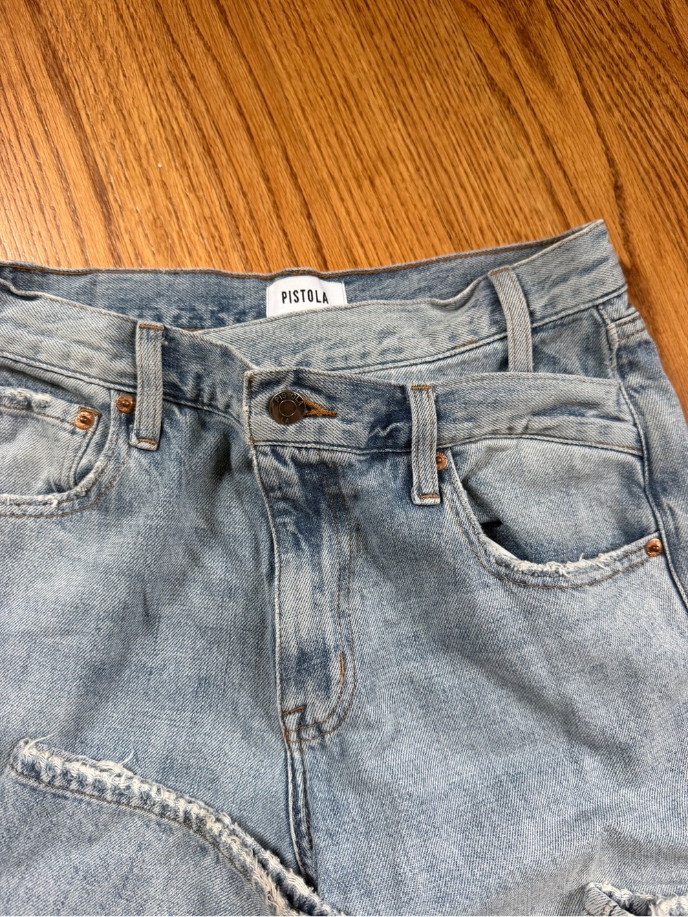 Pistola Faded Blue High-Waist Crossover Jeans